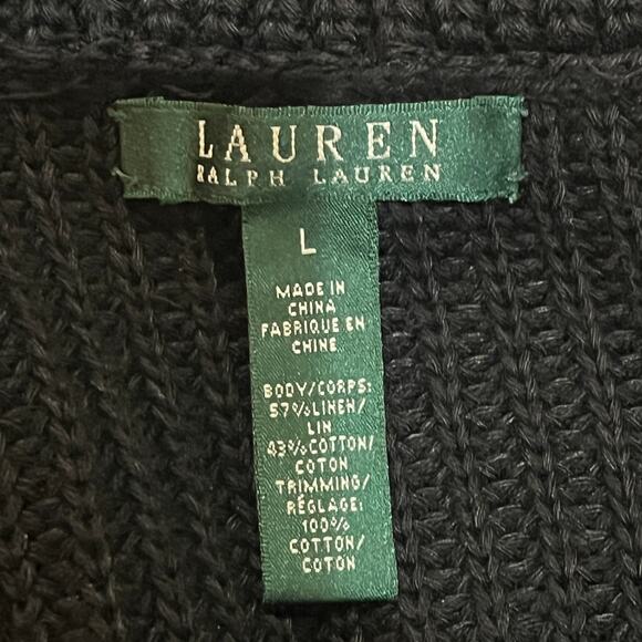 Ralph Lauren Black Linen/Cotton Blend Knit Double Breasted Sweater Blazer Large - Picture 6 of 7